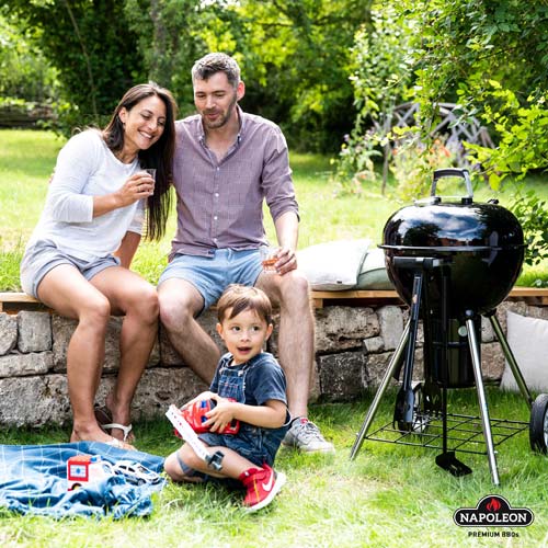 Family with Charcoal Grill