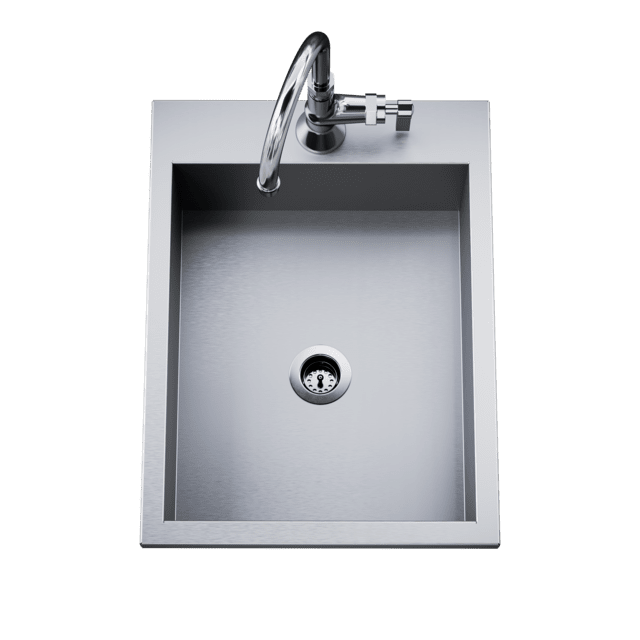 Delta Heat 15 Inch Drop In Outdoor Rated Bar Sink With Cold Water Faucet DHOS15