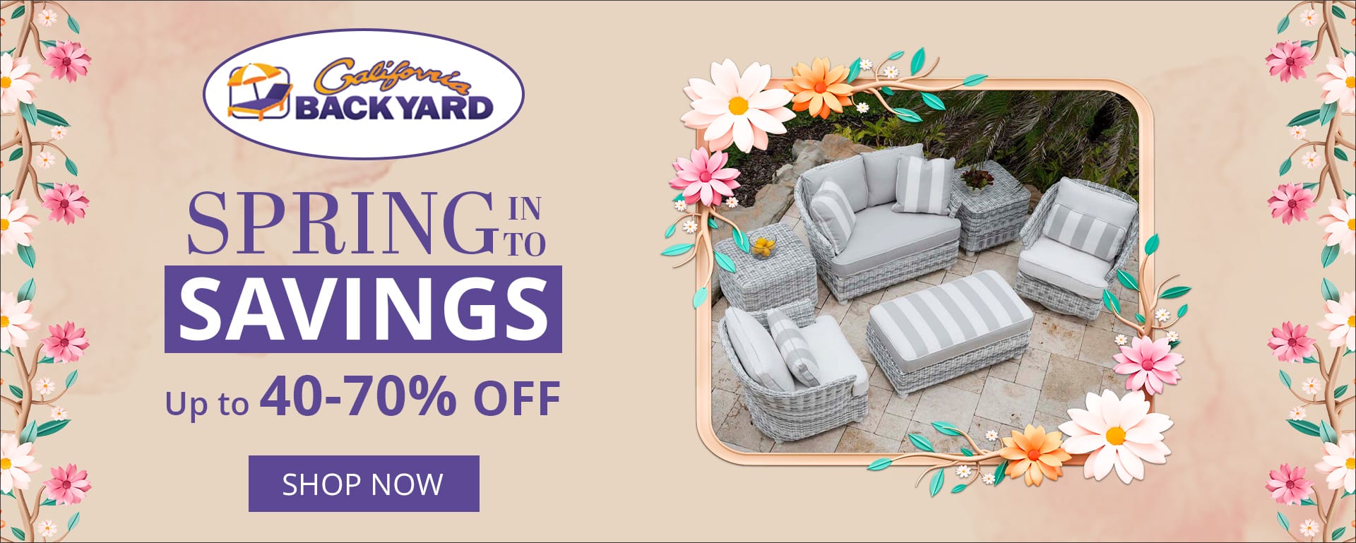 Banner for backyard patio furniture from California Backyard