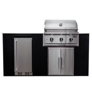 Coyote 6 Ft Outdoor Kitchen Island For 30 Inch C Series Gas Grill With Black Cabinet And Light Gray Countertop(500)